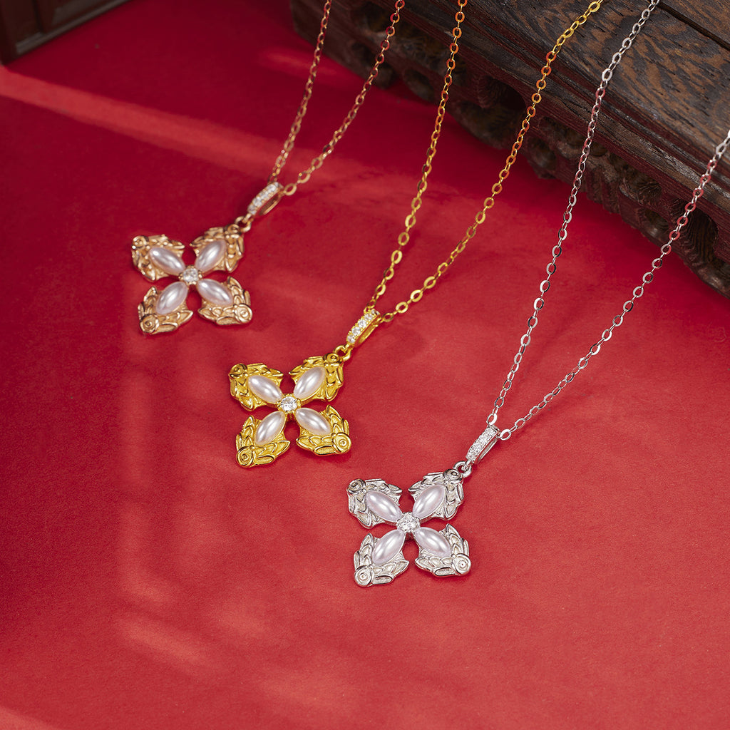 Damen elegante Halskette mit kunstvollem Kreuz-Anhänger Shop Nory