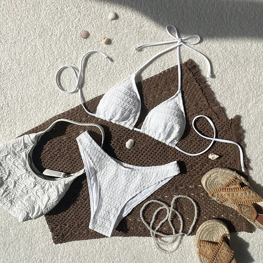Damen Triangel-Bikini mit verstellbaren Trägern und strukturierter Textur Shopnory