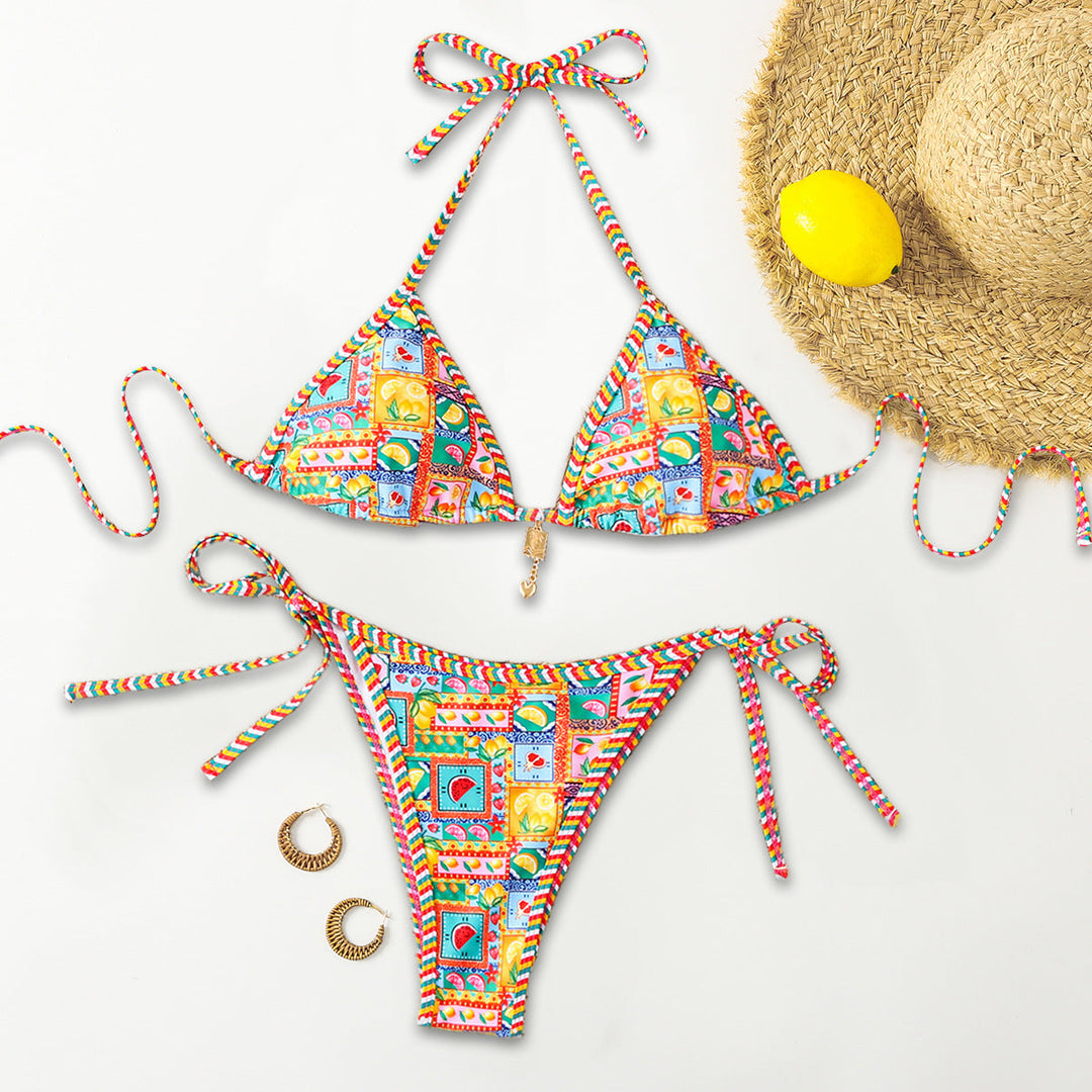 Damen Triangel-Bikini mit femininen Rüschen