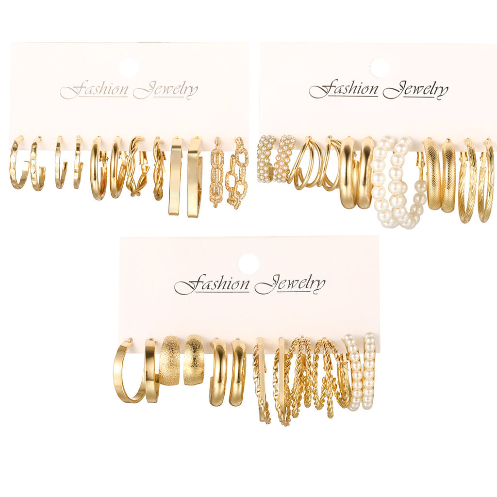 Damen Ohrstecker-Set mit verschiedenen eleganten Designs und Perlenelementen Shop Nory