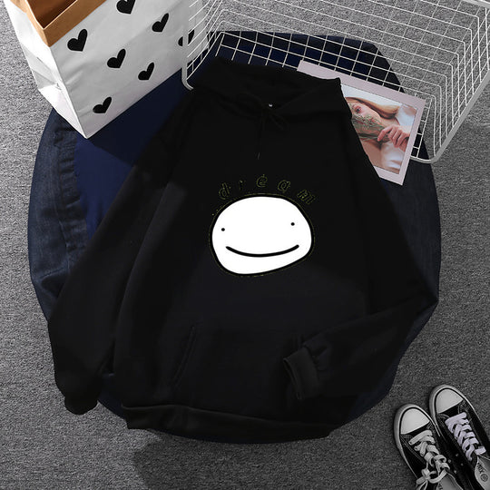 Unisex nan Oversize-Kapuzenpullover mit minimalistischem Smiley-Print, weichem Fleece-Innenfutter und praktischer Kängurutasche Shop Nory