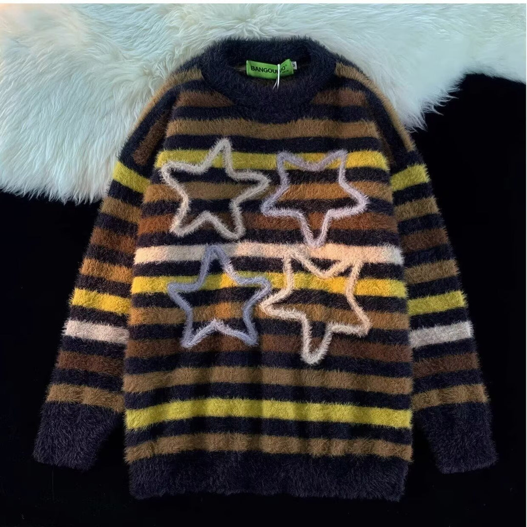 Damen Gemütlicher Strickpullover mit Sternenmotiv Shop Nory