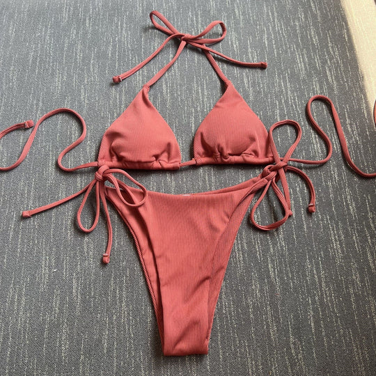 Damen Triangel-Bikini mit raffinierter Rüschung