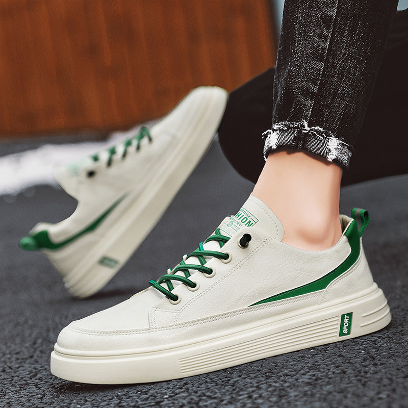 Herren Urbaner Casual-Ledersneaker mit dicker geriffelter Plateausohle und gepolsterter Zunge Shopy Nory