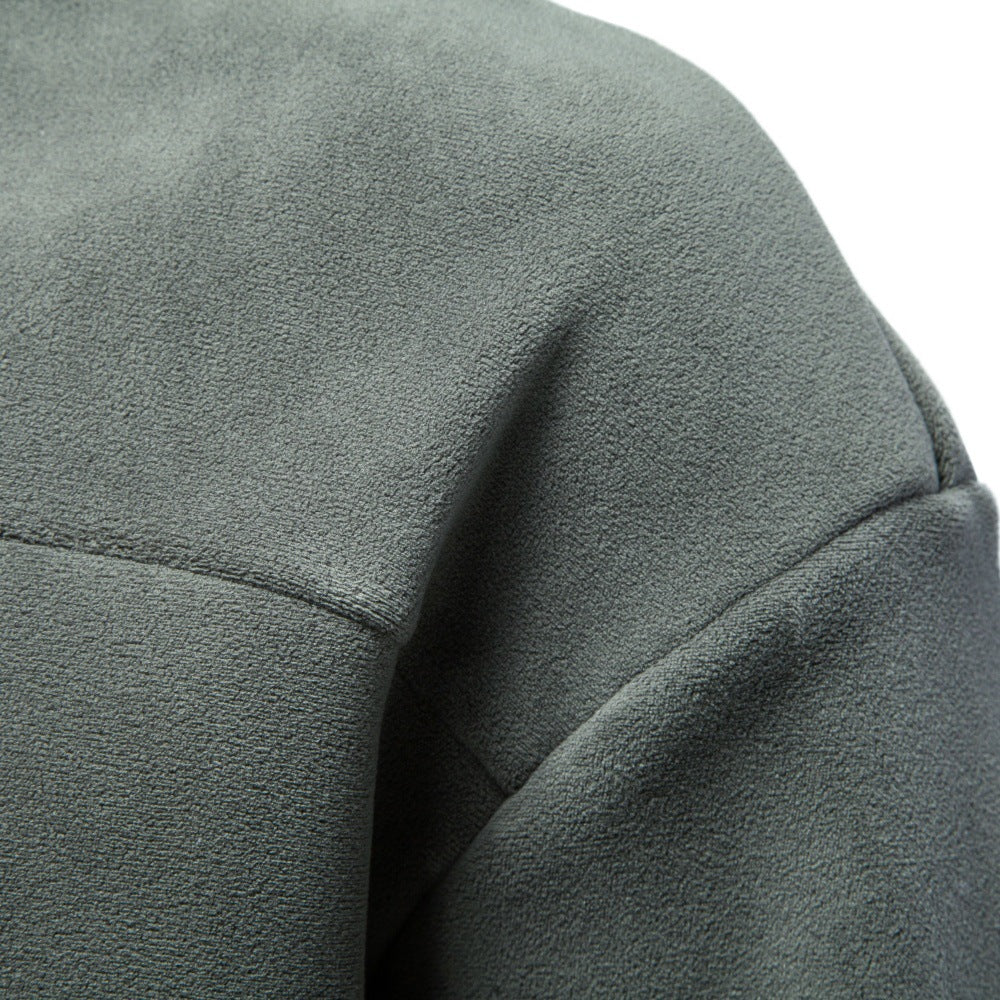 Herren Kuscheliger Microfleece Pullover mit Stehkragen und schrägen Ziernähten Shop Nory