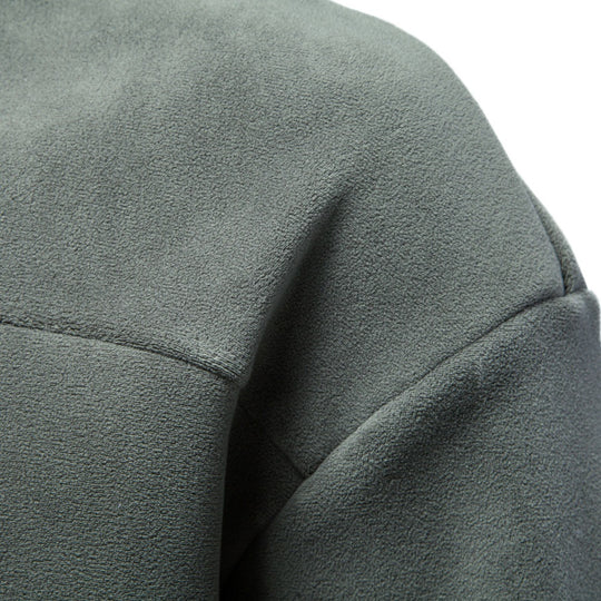 Herren Kuscheliger Microfleece Pullover mit Stehkragen und schrägen Ziernähten Shop Nory