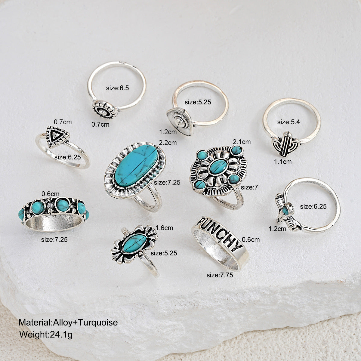 Damen Ring-Set mit verschiedenen Designs und Edelsteinen Shop Nory