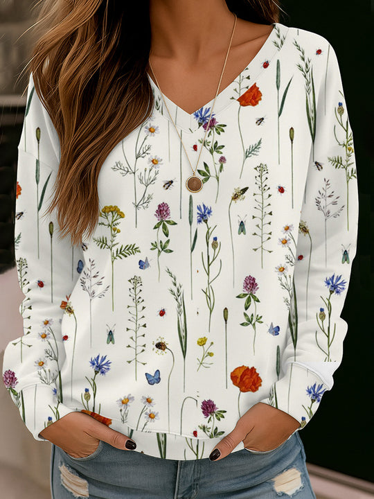 Damen Boho-Mandala V-Ausschnitt Oversize Sweatshirt mit weichem Sweatstoff Shop Nory
