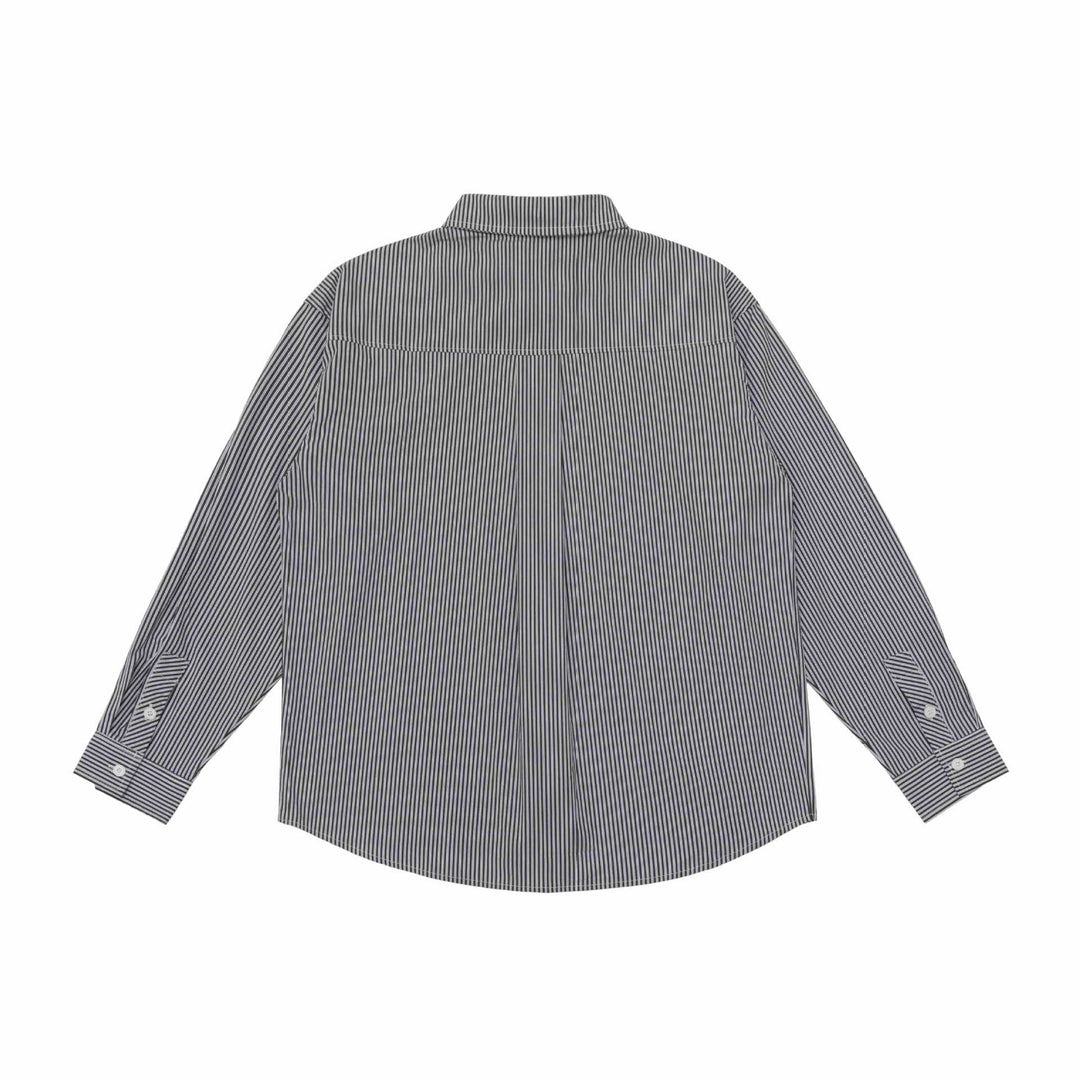 Unisex Oversize Streifenhemd mit Stickdetail und Kentkragen Shop Nory