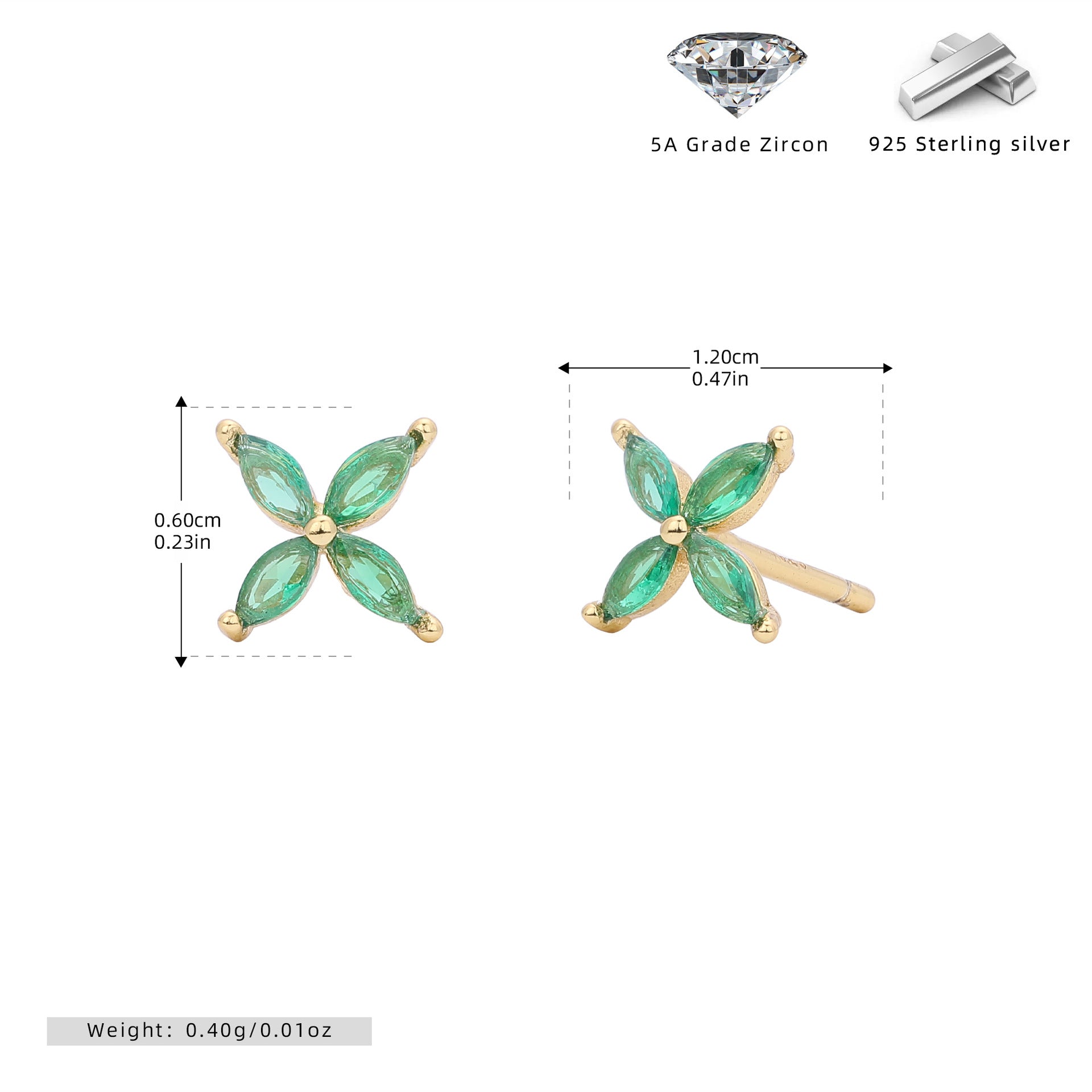 Damen Ohrstecker aus 925 Sterling Silber mit funkelndem Zirkonblüten-Design Shop Nory