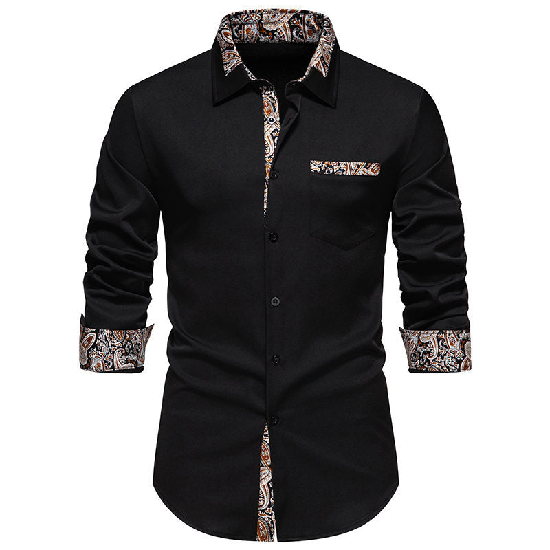 Herren klassisches Langarmhemd mit modernem Paisley-Muster