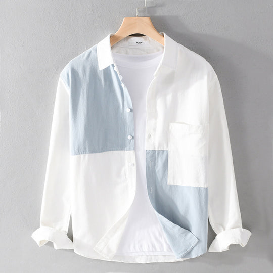 Herren Hemd im Colorblock-Look aus leichtem Baumwollmix mit Kentkragen Shop Nory