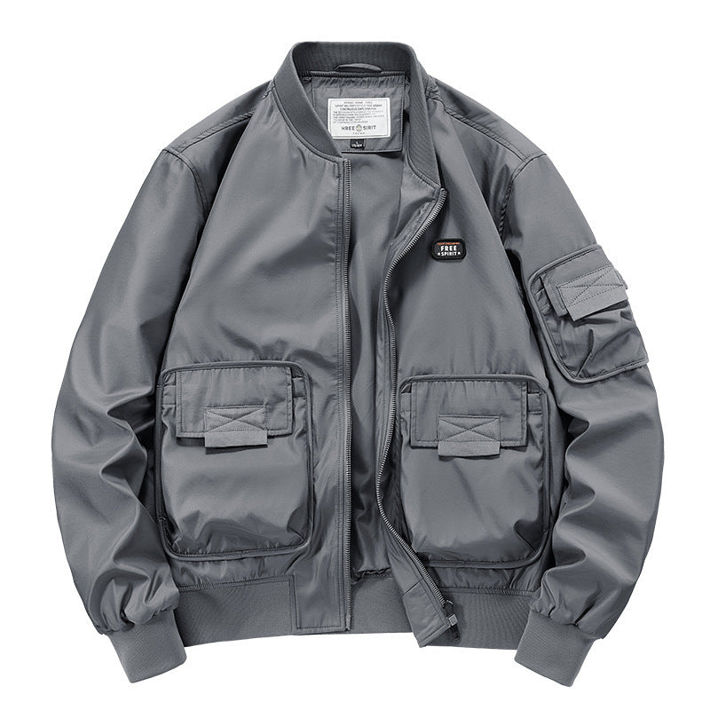 Herren leichter Nylon-Bomber mit Utility‑Taschen, Ärmel‑Organizer und geripptem Saum Shop Nory