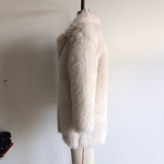 Damen Oversized Kunstfell-Mantel mit großzügigem Schalkragen und versteckten Taschen Shop Nory