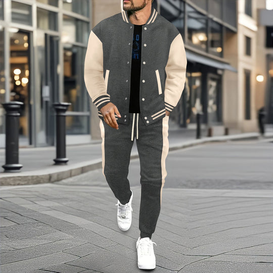Herren nan College-Trainingsanzug aus Baumwollmischung mit gesteppter Collegejacke und tapered Jogginghose Shop Nory