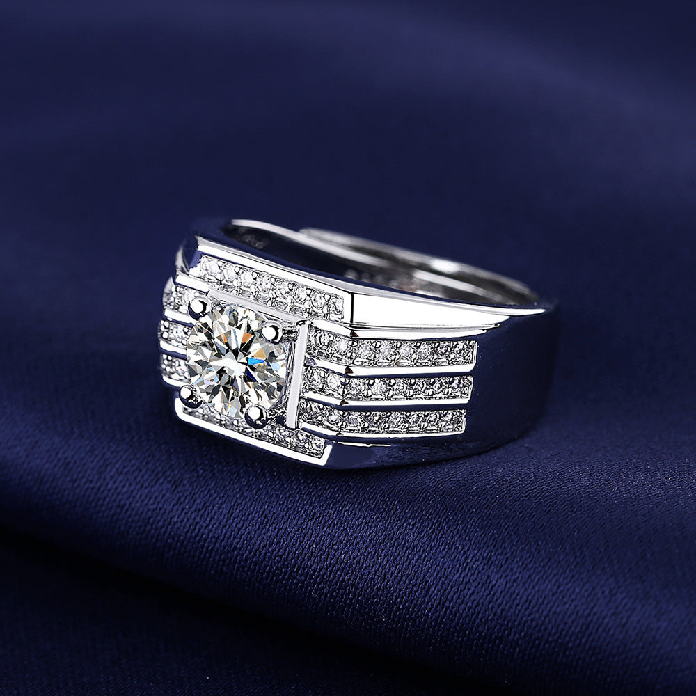 Herren Zierlicher Ring mit quadratischem Kristalldesign Shop Nory