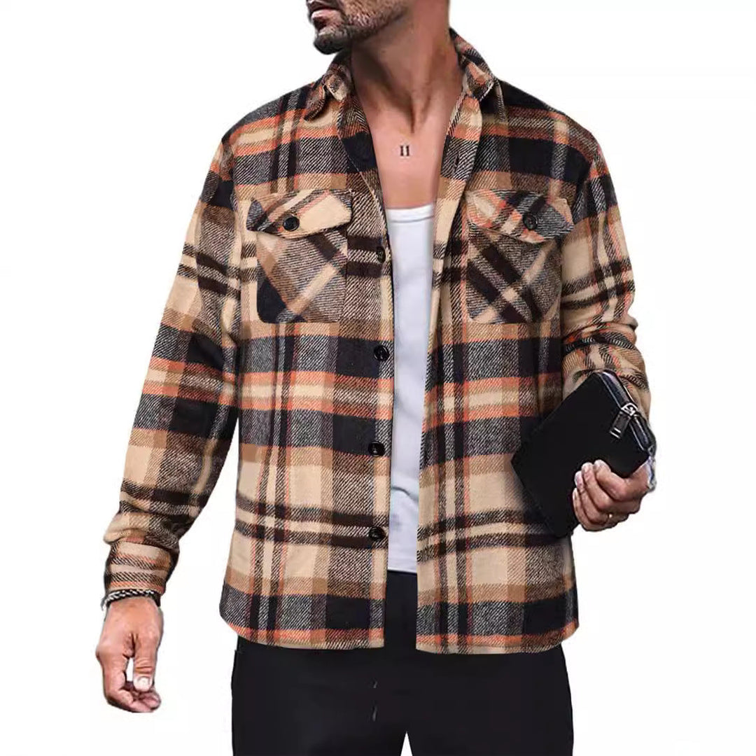 Herren Flanellhemd mit Karomuster und funktionalen Taschen