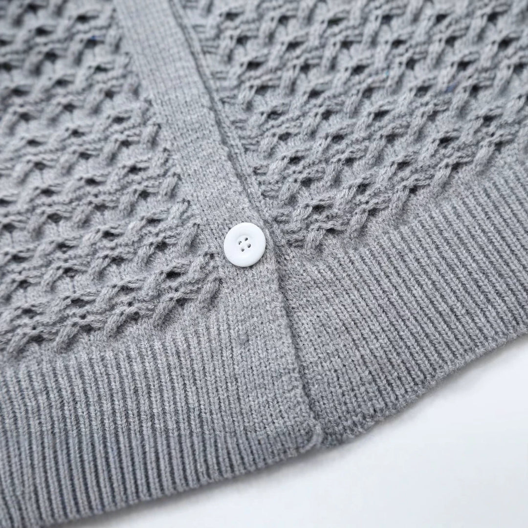 Damen Struktur-Strickjacke mit Rundpasse, texturierter Maschenoptik und Knopfleiste Shop Nory