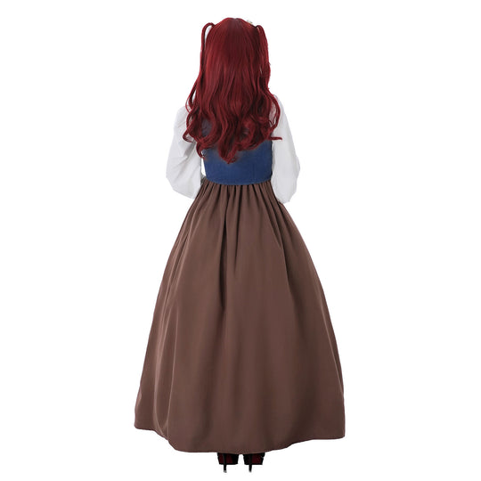 Damen nan mittelalterliches Dirndlkleid mit Schnürmieder, weiten Rüschenärmeln und bodenlangem Rock Shop Nory