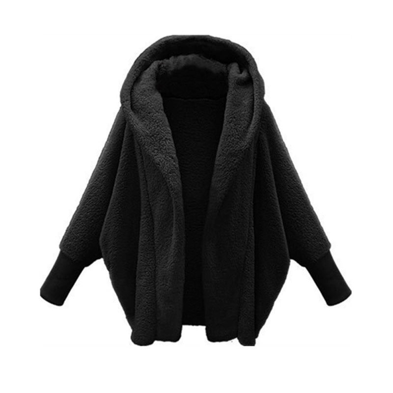Damen Kuscheliger Oversize-Kapuzencardigan aus Teddyfleece mit Fledermausärmeln Shop Nory