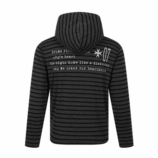 Unisex Gestreifter Halfzip-Pullover mit Stehkragen und typografischem Frontprint Shop Nory
