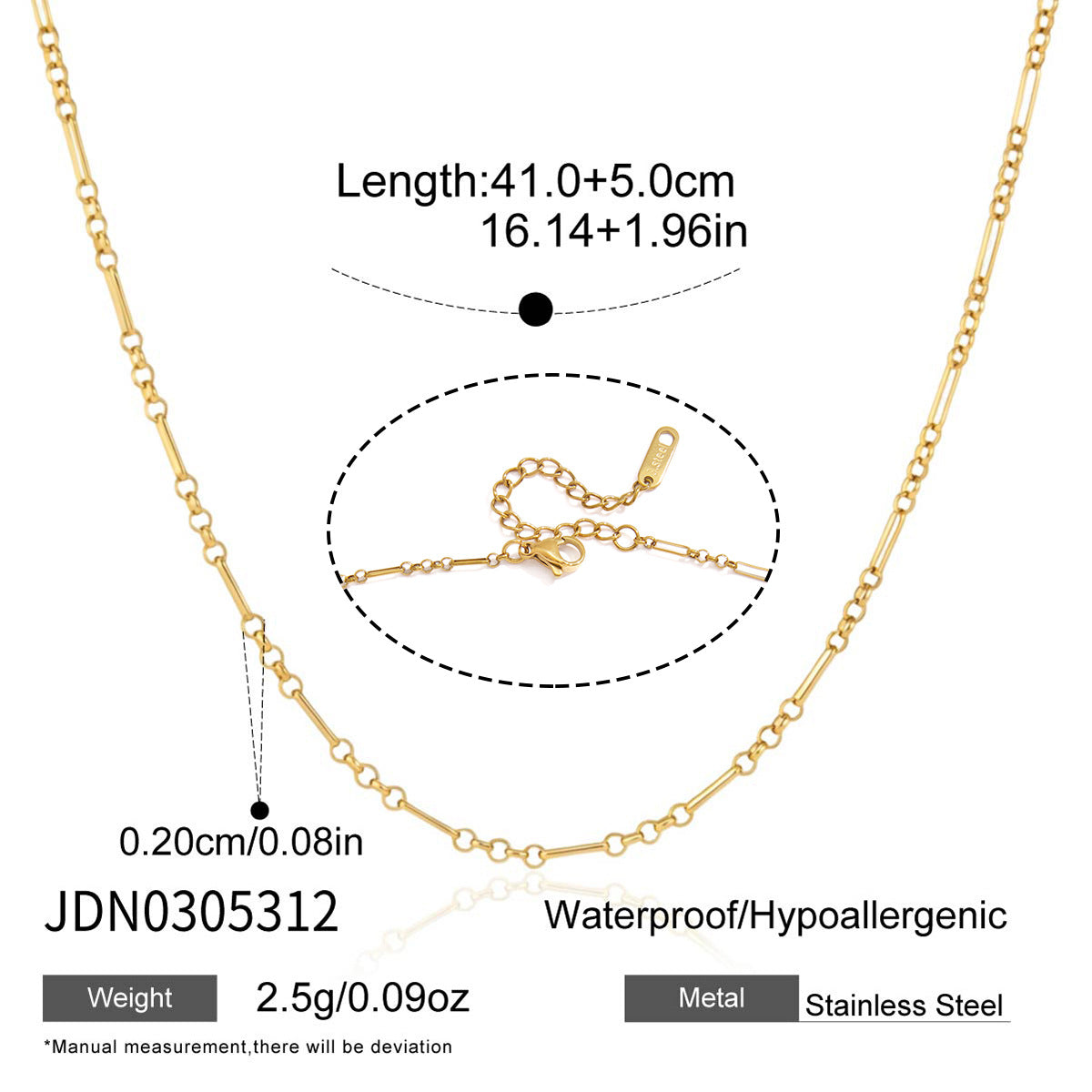 Damen Halskette mit verstellbarem Design aus hypoallergenem Edelstahl Shop Nory