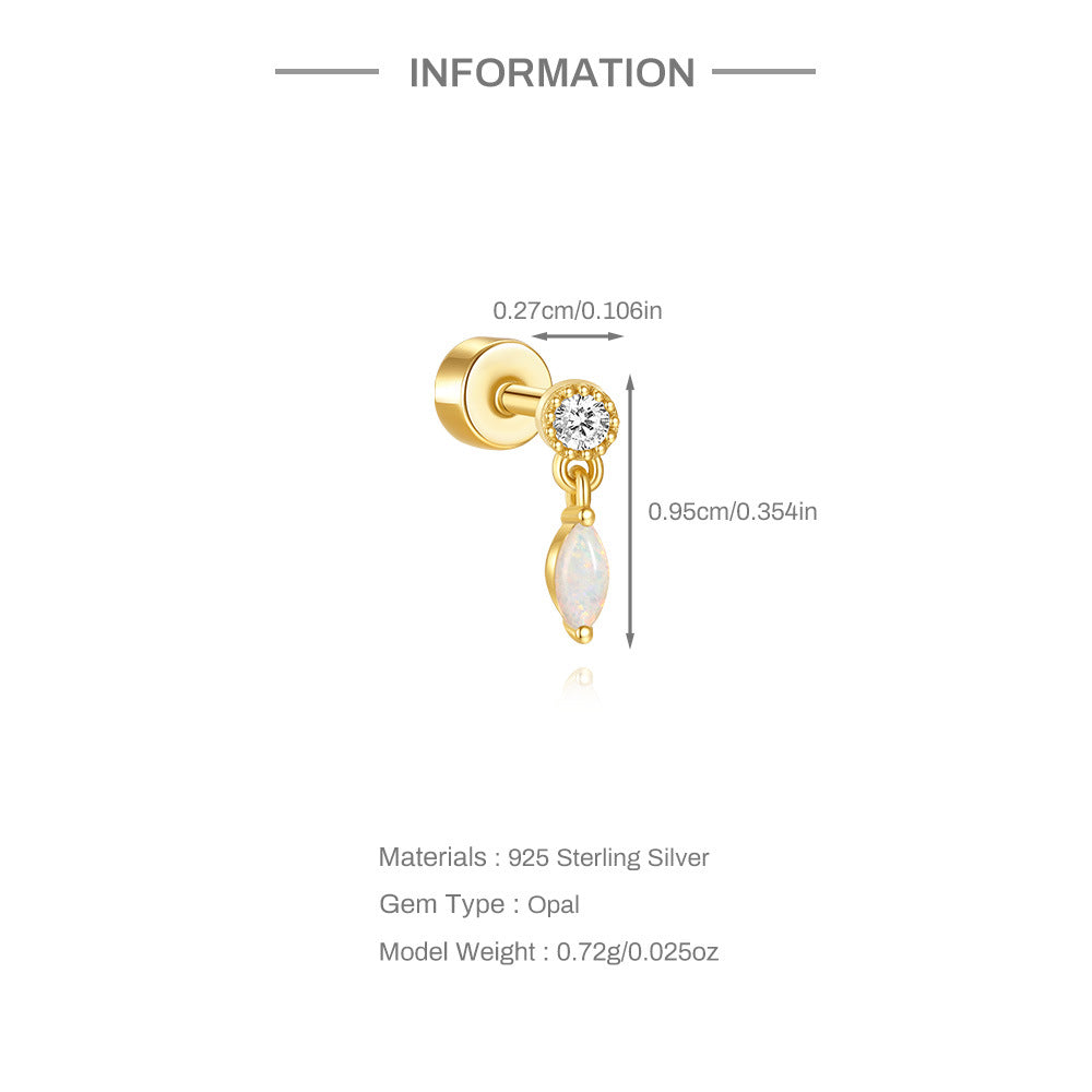 1 Stück Ohrknorpelringe & Steckern Einfacher Stil Klassischer Stil Geometrisch 925 Sterling Silber Opal Zircon Ohrknorpelringe & Steckern | Shop Nory