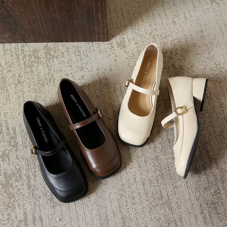 Damen Elegante Mary Janes mit modischem Riemen und komfortablem Blockabsatz