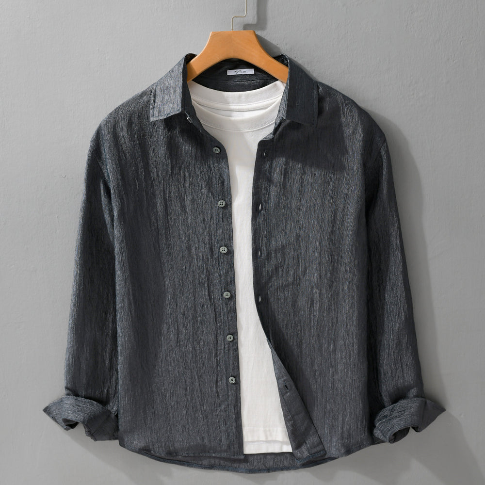 Herren Texturiertes Leinen-Baumwoll-Hemd im Relaxed-Fit Shop Nory
