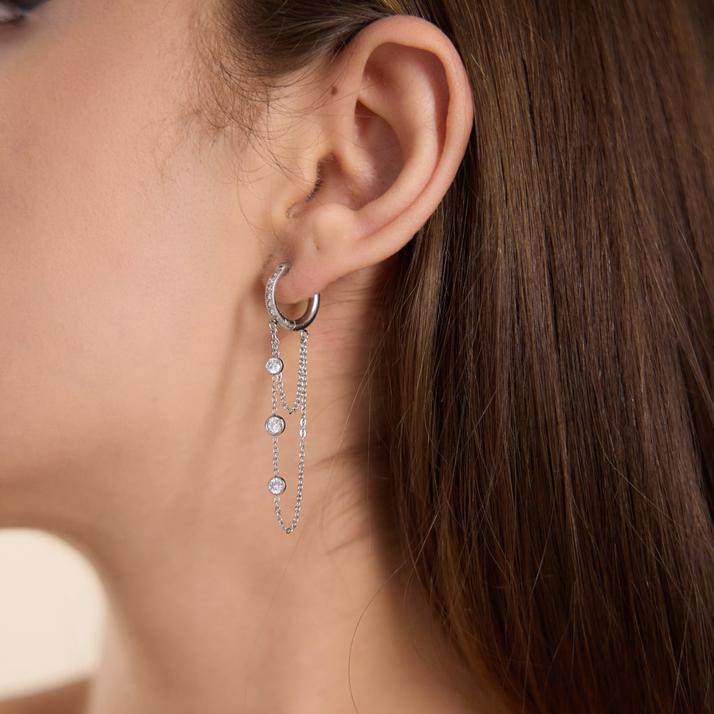 Damen Ohrhänger mit funkelnden Zirkonia-Anhängern und hypoallergenem Edelstahl Shop Nory