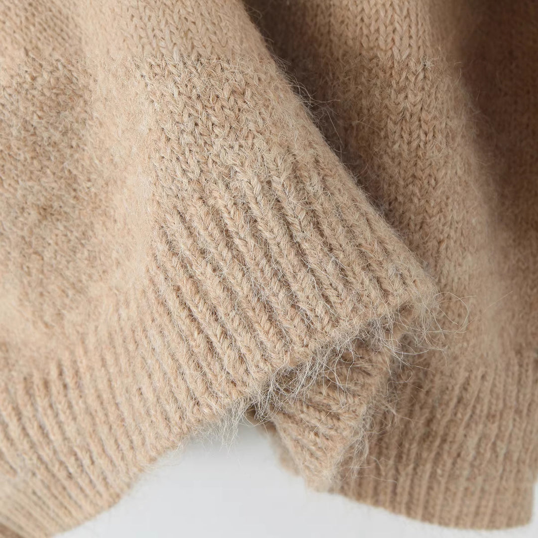 Damen Oversize Strickpullover mit integriertem Schal und weitem Schulterkragen Shop Nory