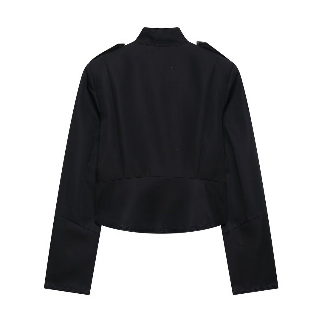 Damen Kurz geschnittene Paradejacke mit Stehkragen und Zierbesatz Shop Nory