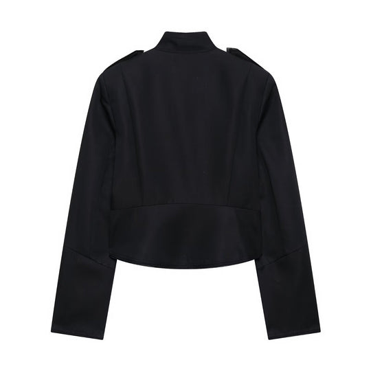 Damen Kurz geschnittene Paradejacke mit Stehkragen und Zierbesatz Shop Nory