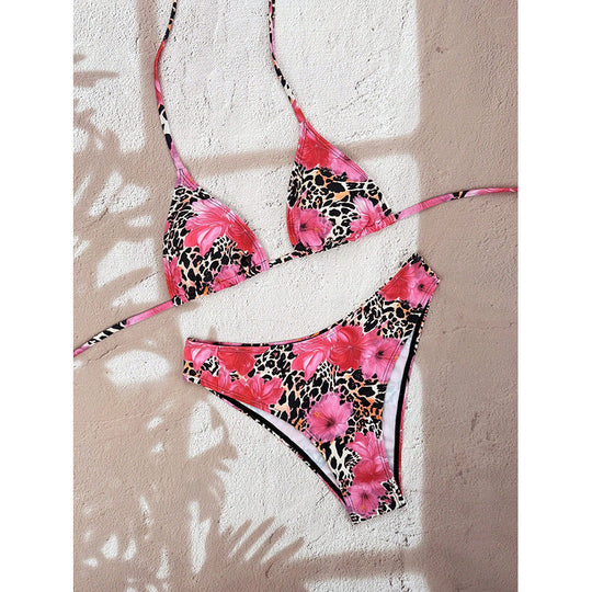 Damen Triangel-Bikini mit schickem Leo-Muster