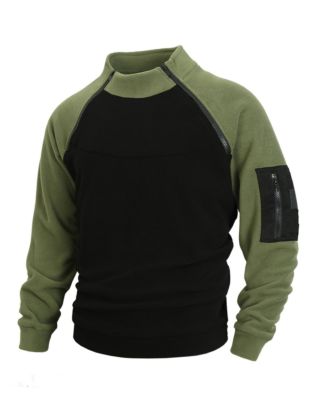 Herren technischer Fleece-Halbzip-Pullover mit asymmetrischen Schulterreißverschlüssen und Reißverschluss-Ärmeltasche Shop Nory