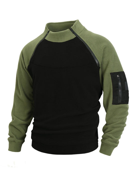 Herren technischer Fleece-Halbzip-Pullover mit asymmetrischen Schulterreißverschlüssen und Reißverschluss-Ärmeltasche Shop Nory