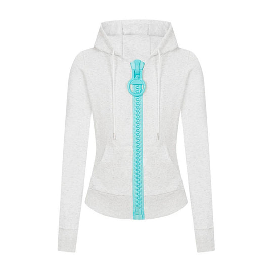 Damen Kapuzen-Sweatjacke mit markantem Zierreißverschluss und Kängurutasche Shop Nory