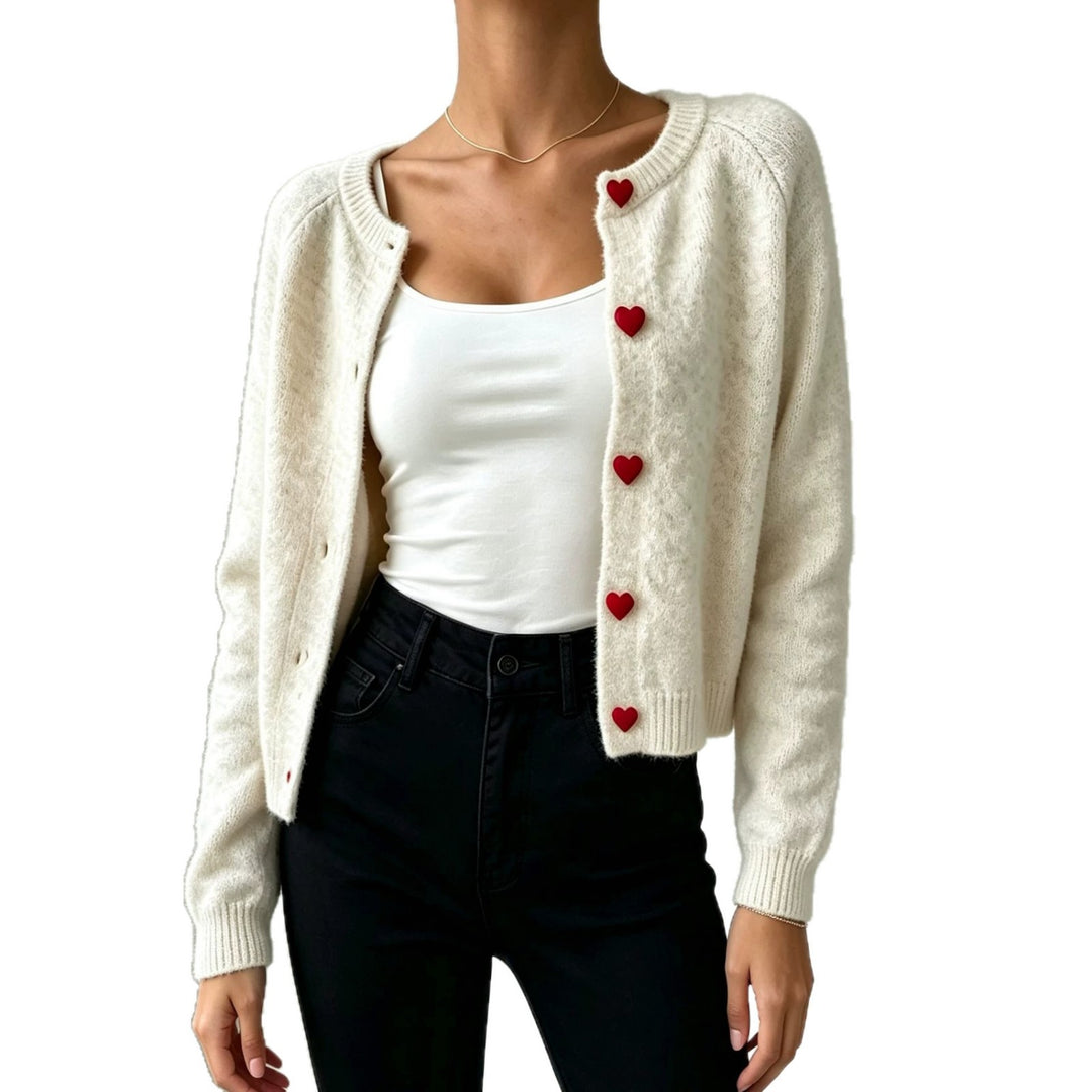 Damen Strickcardigan mit herzförmigen Zierknöpfen und weicher Mohair-Optik Shop Nory