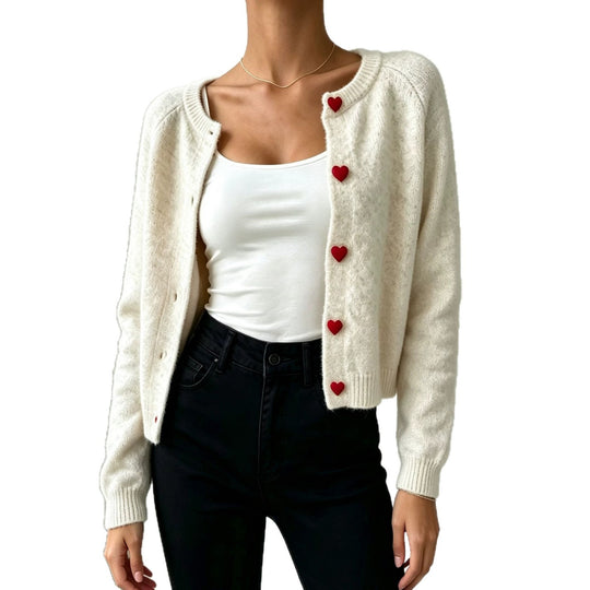 Damen Strickcardigan mit herzförmigen Zierknöpfen und weicher Mohair-Optik Shop Nory