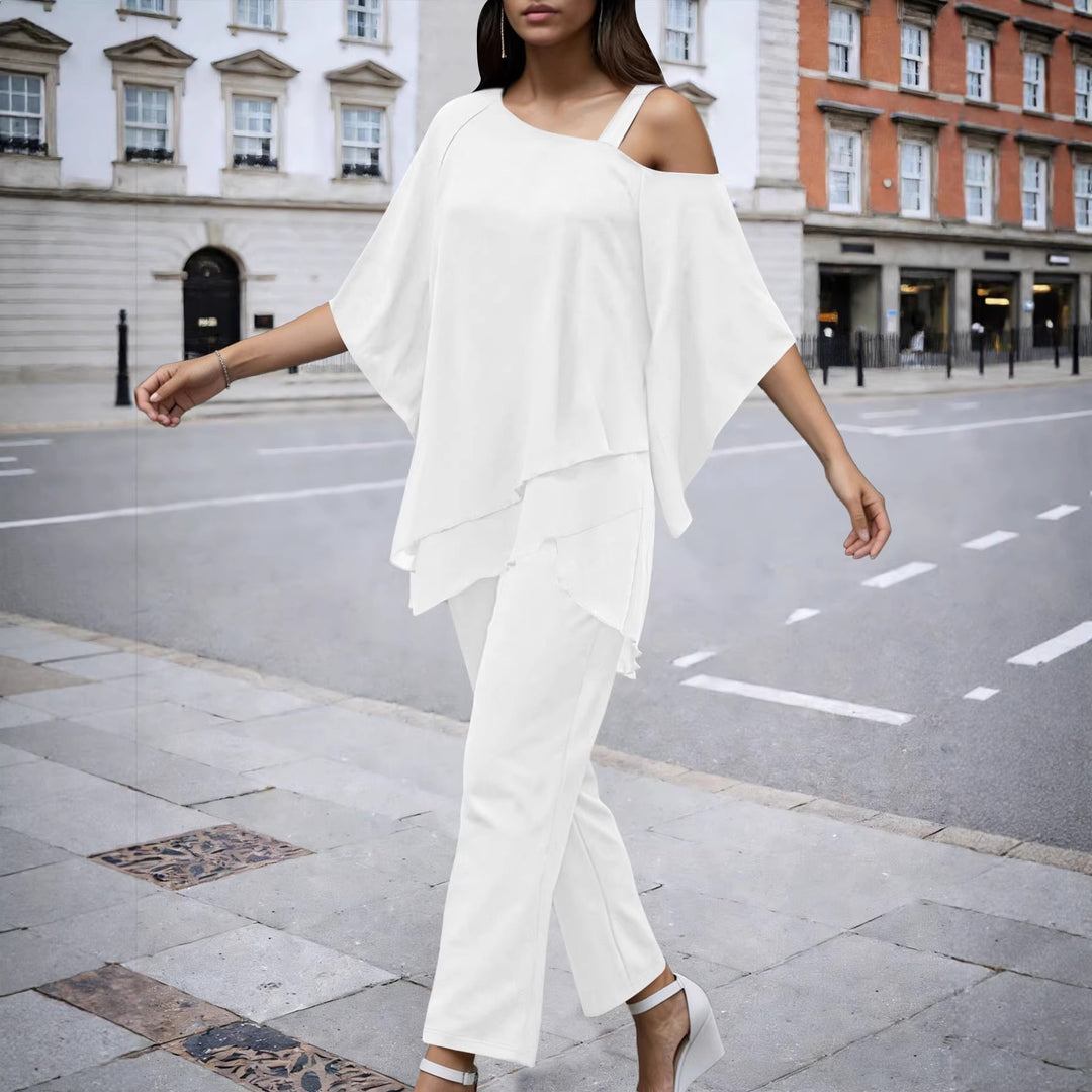 Damen Lagenbluse mit One-Shoulder-Trägern und asymmetrischem Volant-Saum Shop Nory
