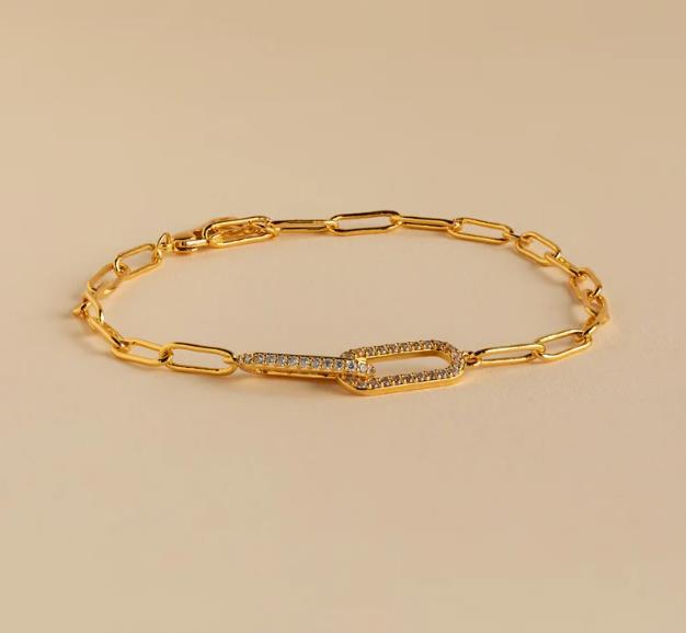 Damen Armband mit elegantem Gliederdesign und funkelnden Zirkonia-Elementen Shop Nory