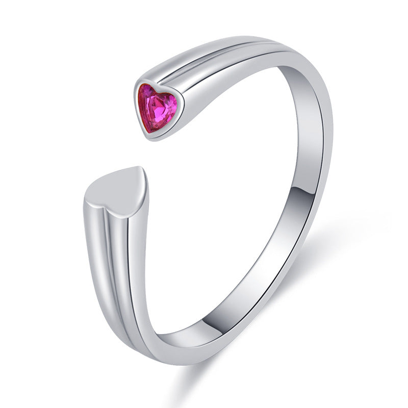 Damen Offener Ring mit Herzmotiv und funkelndem Zirkonia Shop Nory