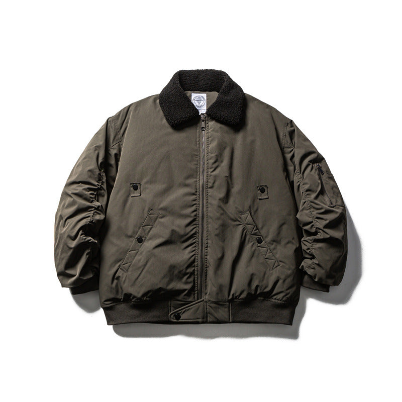 Herren Kurzparka-Bomber mit Sherpa-Kragen, gefütterte Utility-Jacke Shop Nory