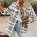 Damen Karierte Flanelljacke mit Lässigem Schnitt und Aufgesetzten Taschen