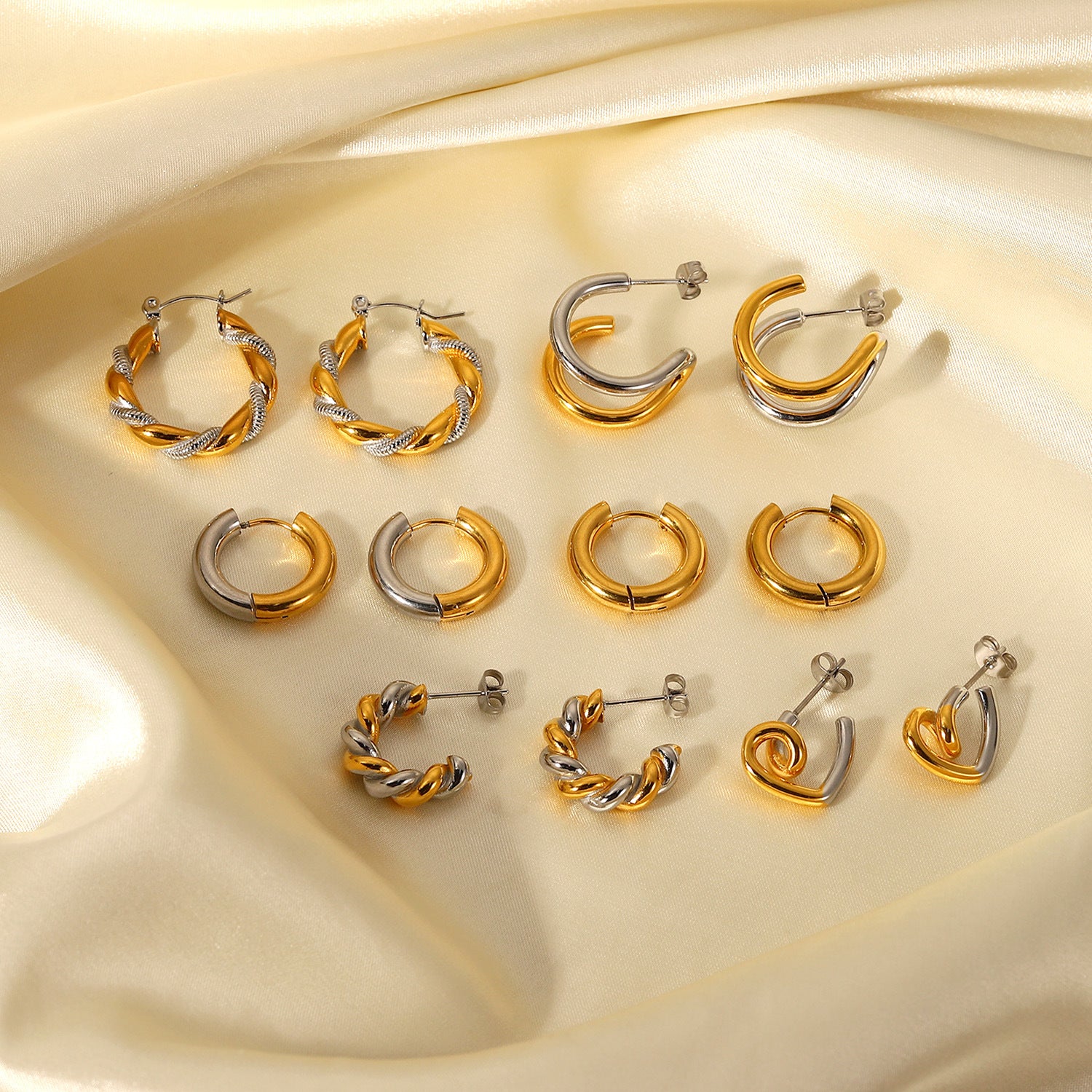 Damen Ohrhänger mit doppeltem Spiraldesign und hypoallergenem Edelstahl Shop Nory