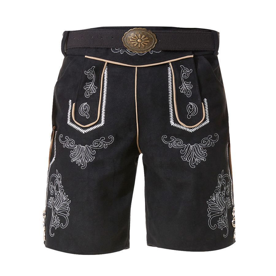 Herren nan kurze Trachtenlederhose mit filigranen Stickereien und Zierschnalle Shop Nory