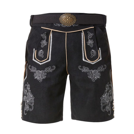 Herren nan kurze Trachtenlederhose mit filigranen Stickereien und Zierschnalle Shop Nory