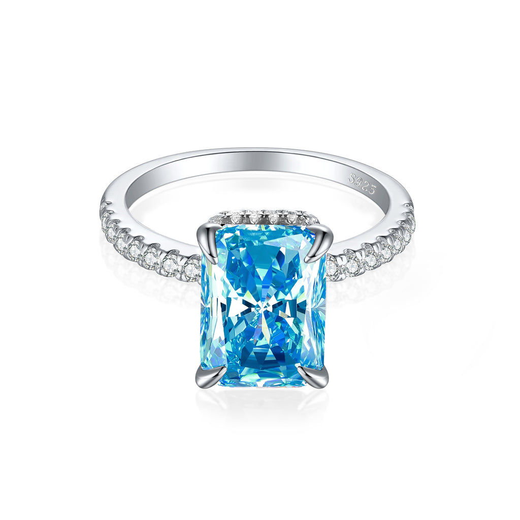 Damen eleganter Ring mit tropfenförmigem Aquamarin und funkelndem Zirkonia-Besatz Shop Nory
