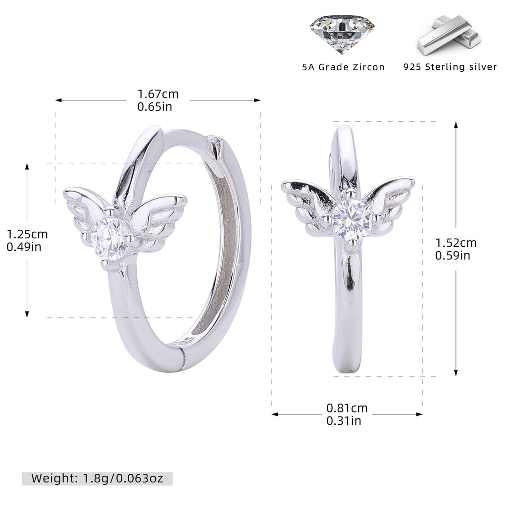 Damen Ohrhänger mit stilvollem Flügel-Design aus 925 Sterling Silber und funkelndem Zirkon Shop Nory