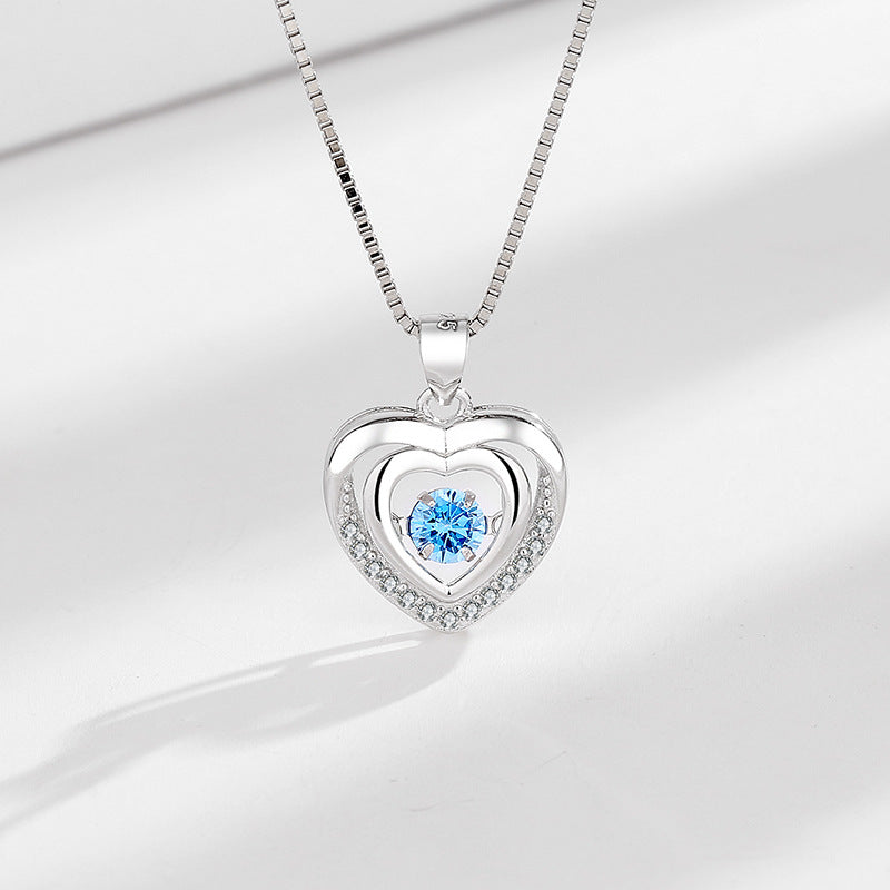 Damen Halskette mit herzförmigem Anhänger und glitzerndem Zirkonbesatz Shop Nory